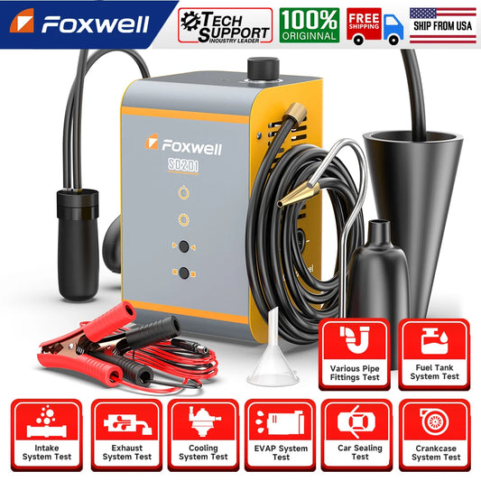 Foxwell SD201 12V Car Smoke Leak Tester Vacuum Fuel Pipe Oil Leakage Detector Auto Diagnostic Tool