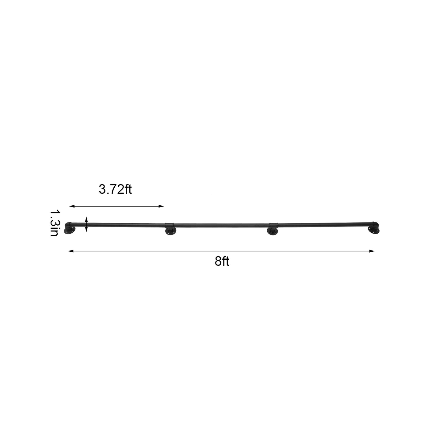 Industrial Style Metal Stair Handrail 3 Sections Easy Installation Rust Resistant Black Finish