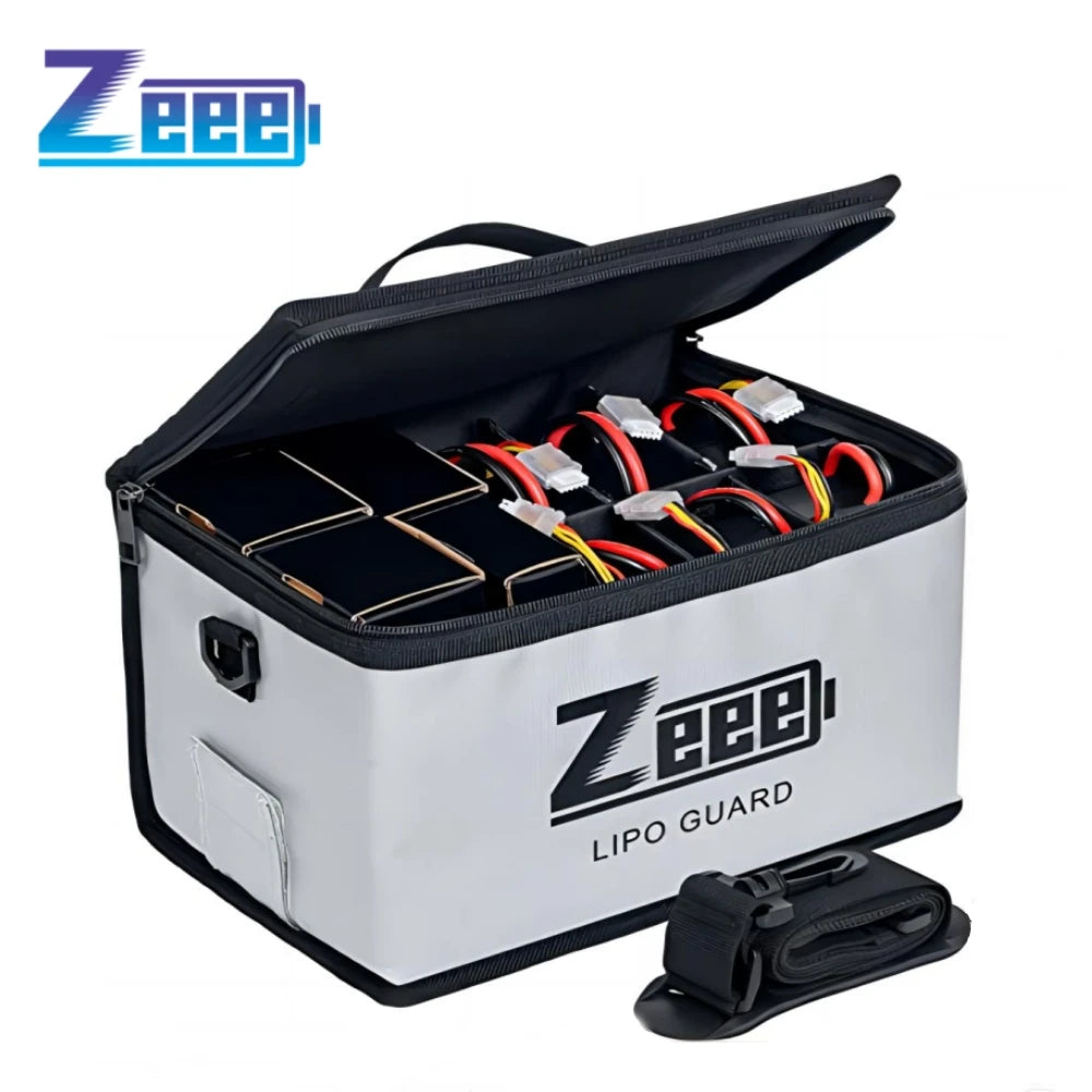 Zeee Lipo Safe Bag Fireproof Storage Pouch Large Capacity Battery Charging Safe Bag for 10 Cell Adjustable Use