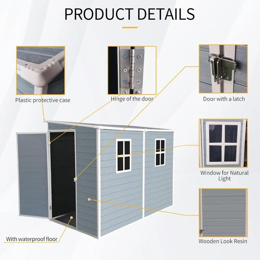 4x8 Foot Outdoor Resin Storage Shed All Weather With Floor Backyard