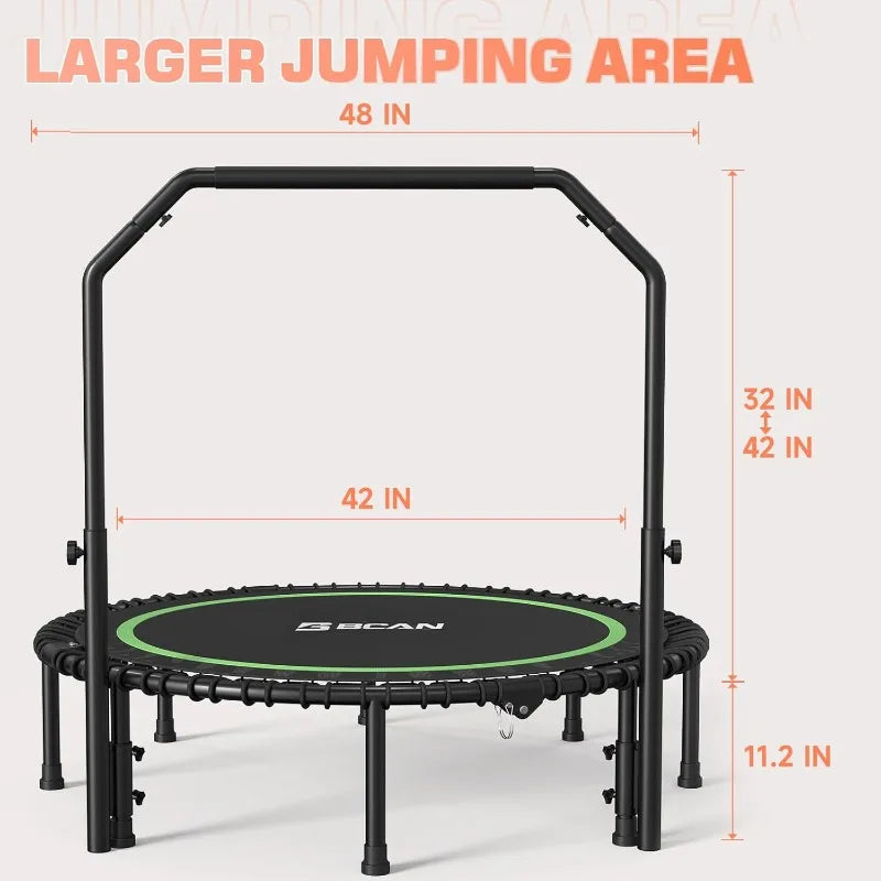 BCAN 48 Foldable Mini Trampoline With Resistance Band