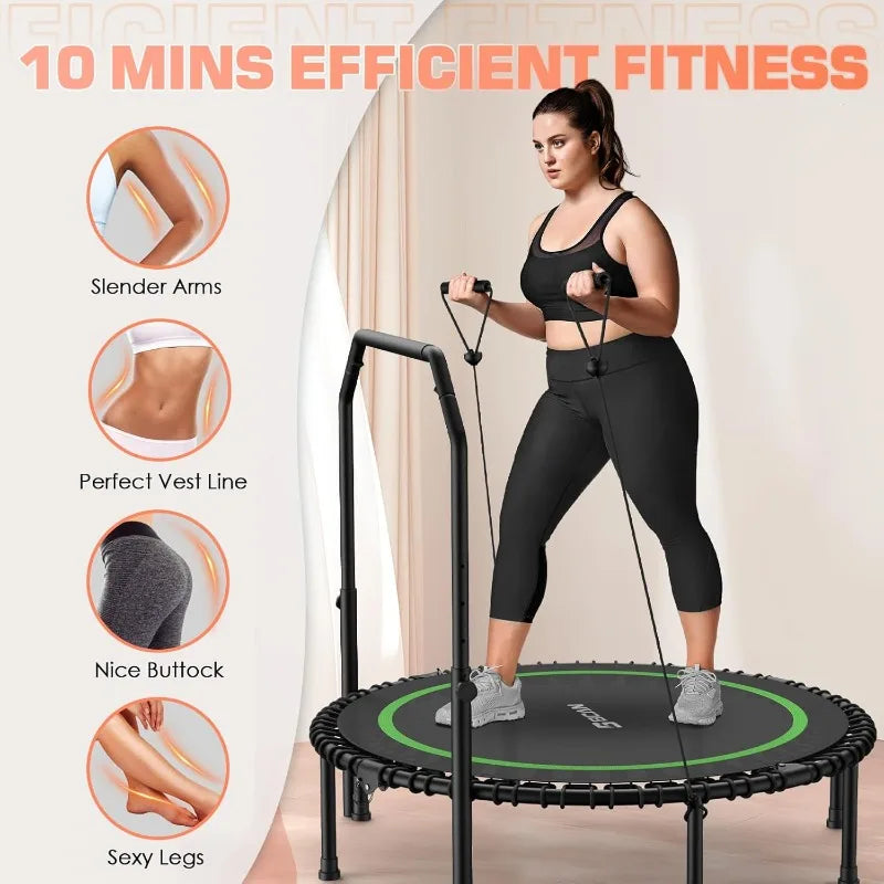 BCAN 48 Foldable Mini Trampoline With Resistance Band