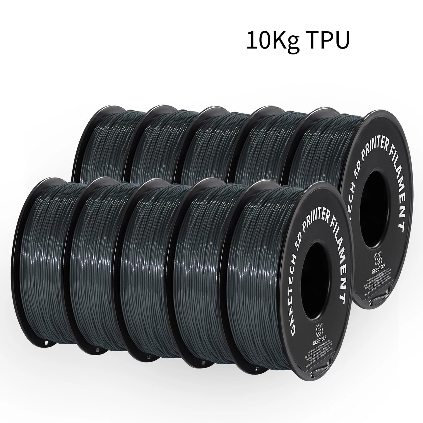 GEEETECH 10Kg TPU 3D Printer Filament 1kg 2.2LBS Spool 1.75mm Non-Toxic Vacuum Packaging Shore Hardness 95A