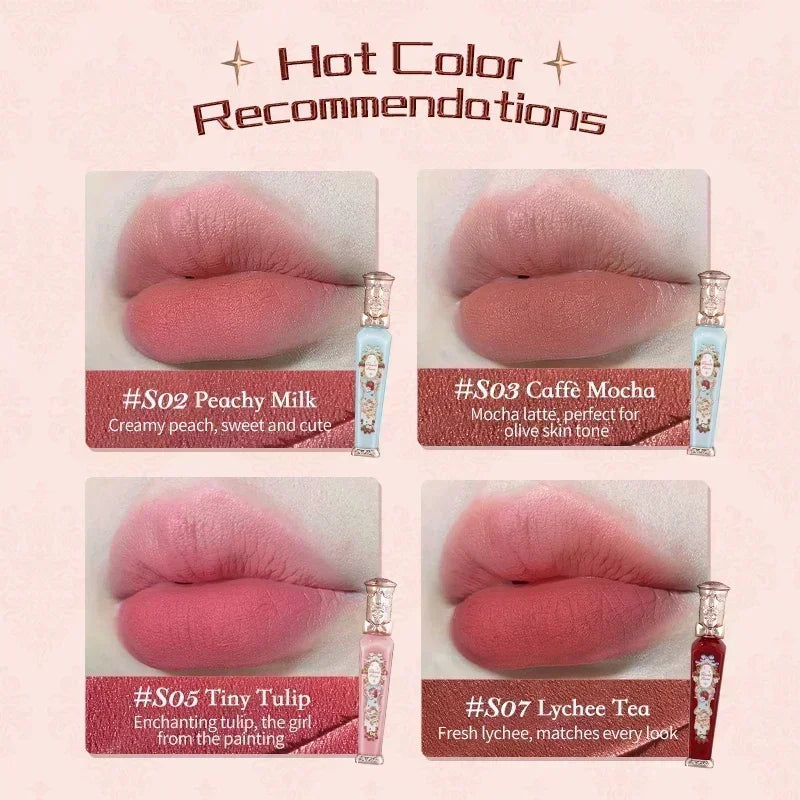 Flower Knows Strawberry Rococo Series Cloud Lip Cream Lip Gloss Long Lasting Velvet Lip Tint Lipstick for Women