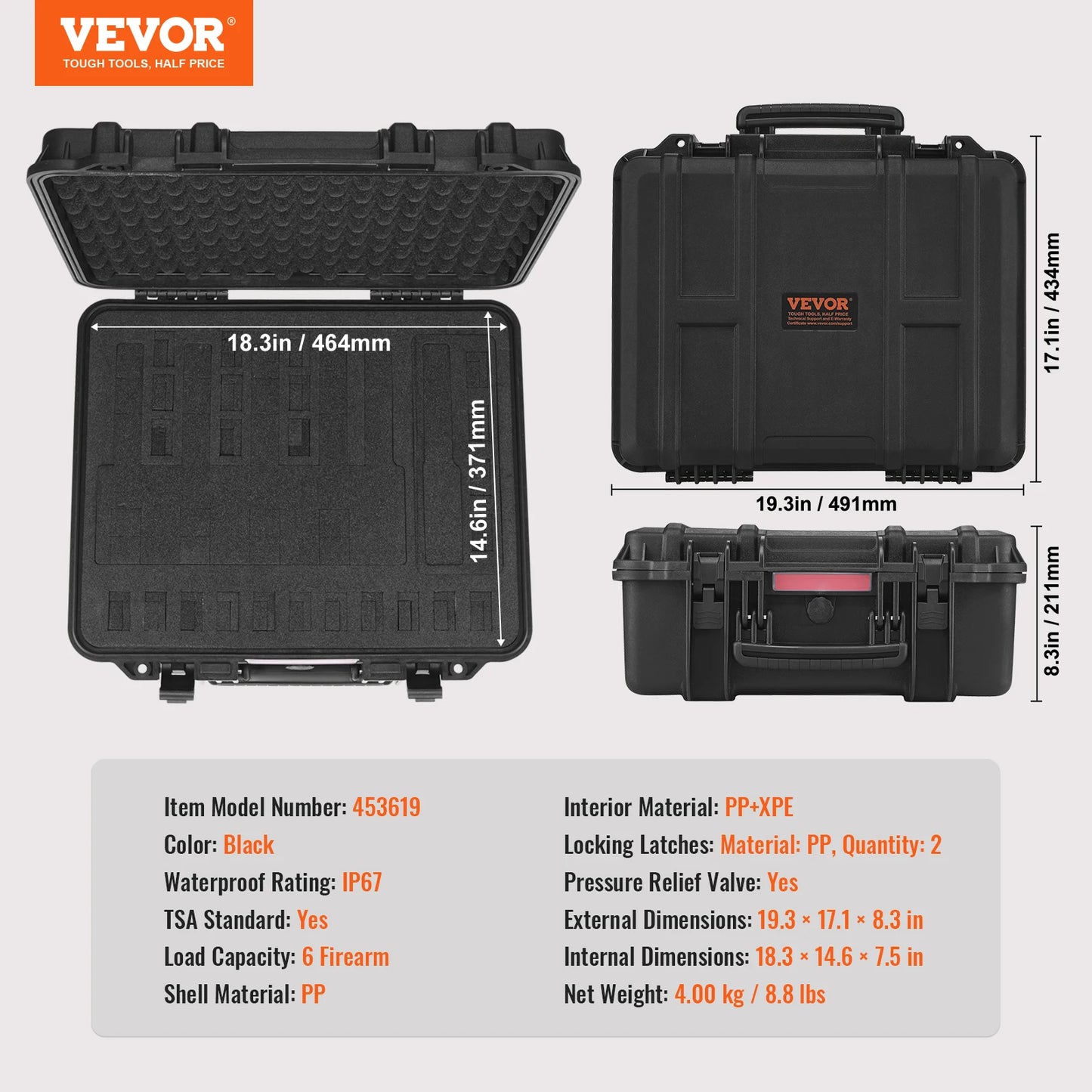 SucceBuy Hard Pistol Cases with Pre-Cut PU Foam Lining Waterproof Dustproof Lockable Gun Case for 1 to 6 Pistols