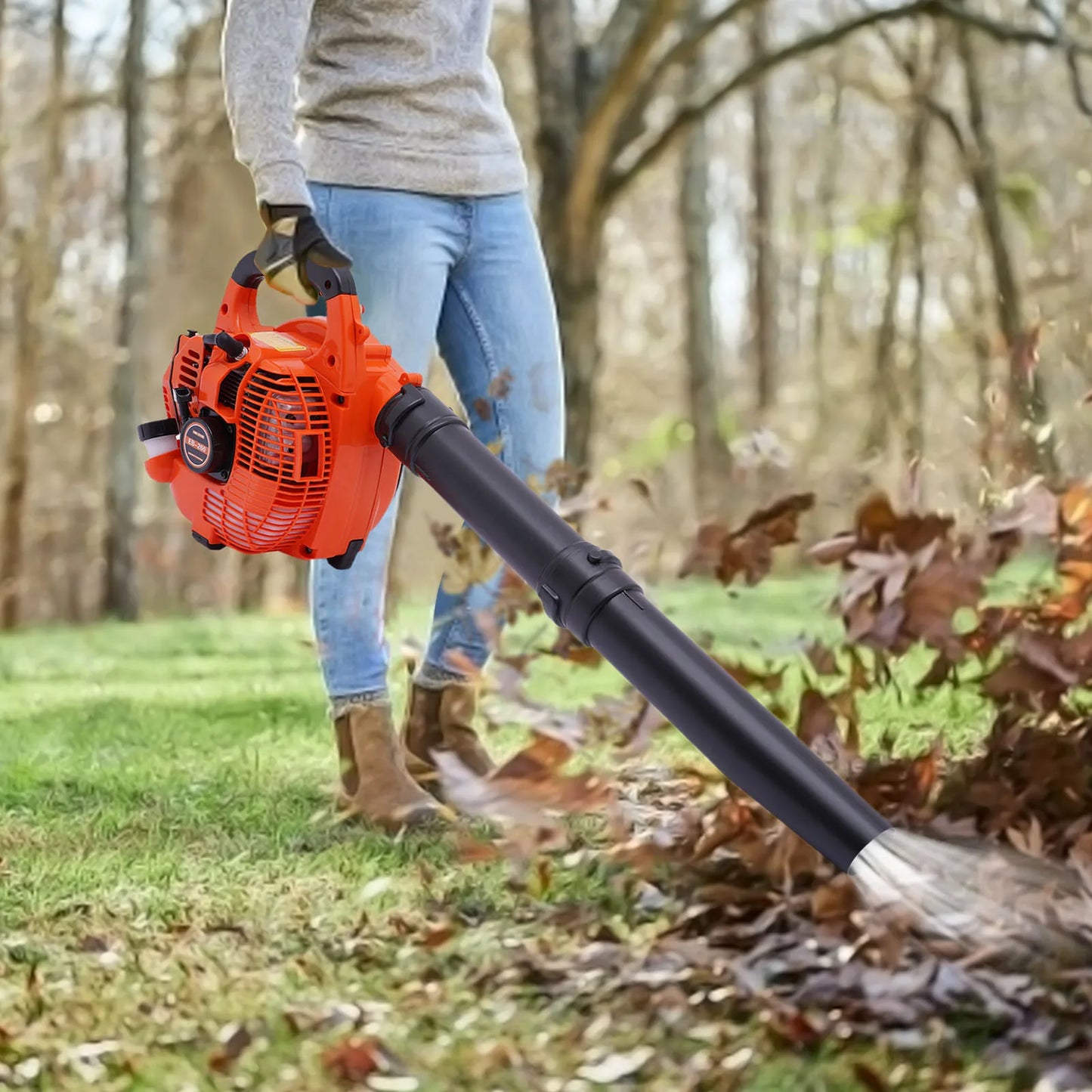 Gas Leaf Blower 25.4cc 2 Stroke Commercial Handheld Yard Dust Blower 4.59 Cubic Feet Per Hour Air Output