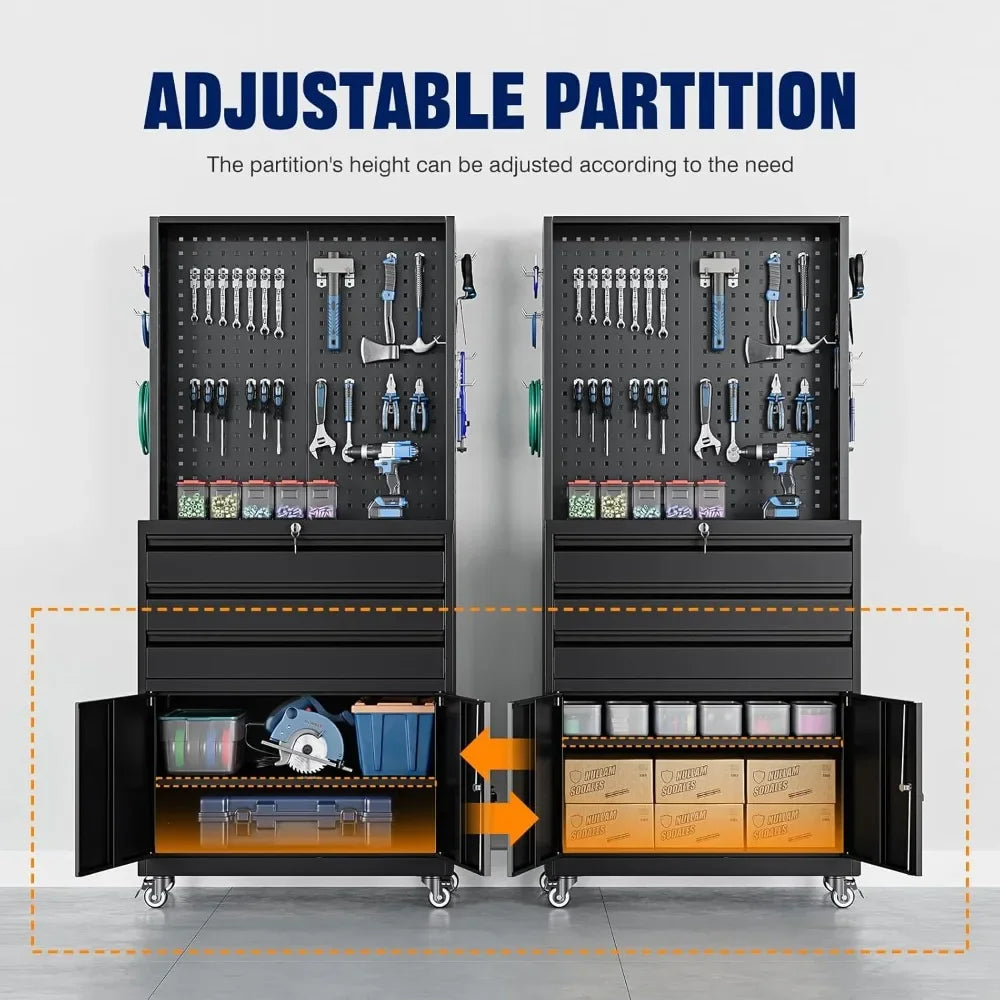 Metal Garage Cabinet With Wheels Adjustable Shelves