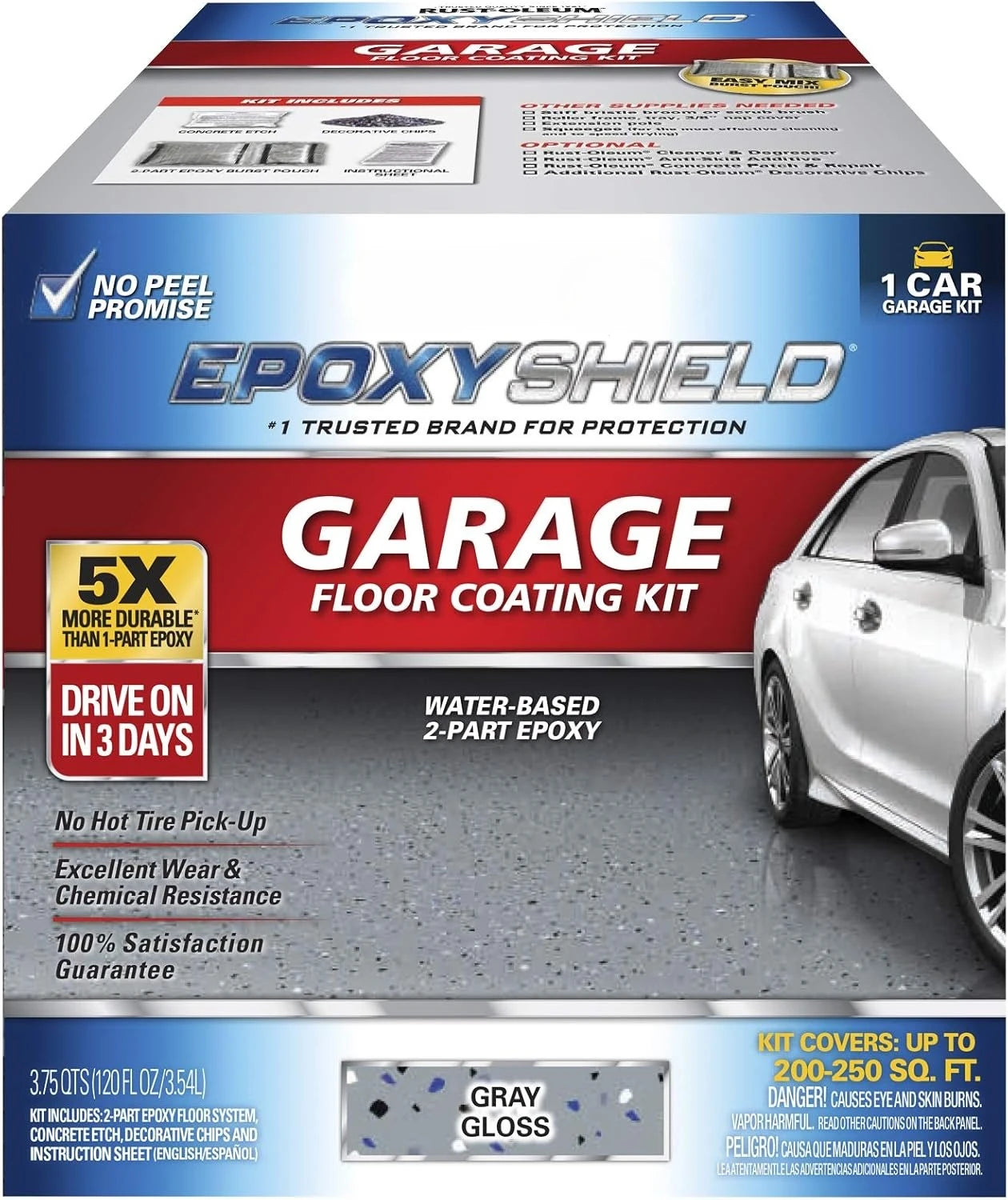 Premium Clear Garage Floor Coating Kit 2.5 Car Gloss