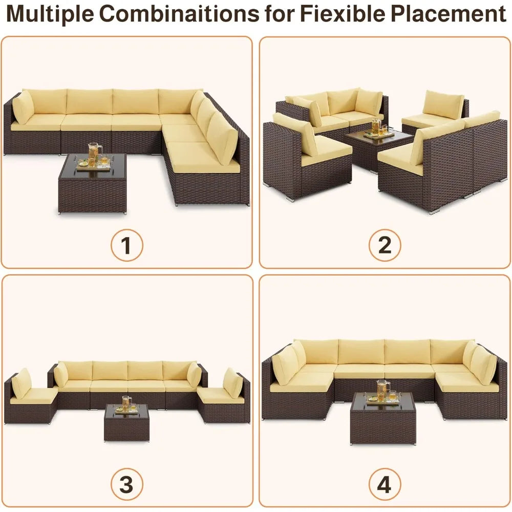 7 Piece Outdoor Patio Set With Water Resistant Cushions