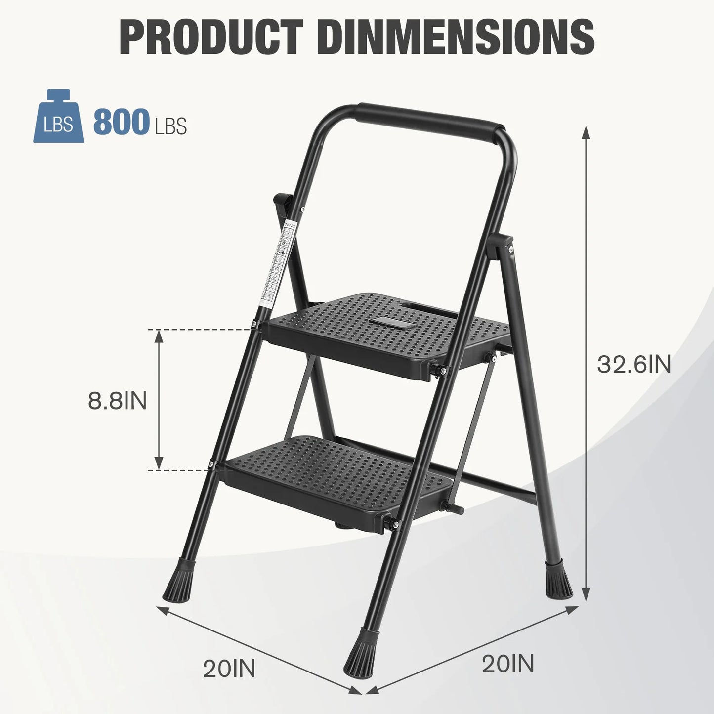 JHK Folding Step Ladder Stool With Anti Slip Pedal 800 Lbs