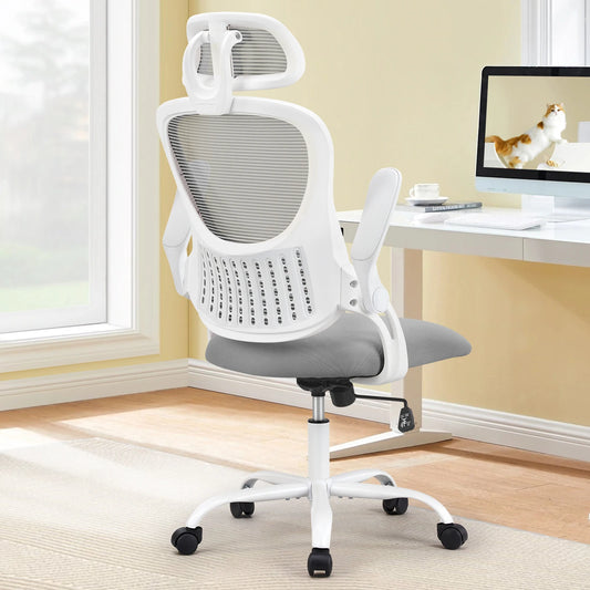 JHK Mesh Ergonomic Office Computer Desk Chair with Flip-Up Arms Adjustable Headrest Comfortable Lumbar Support for Home Office