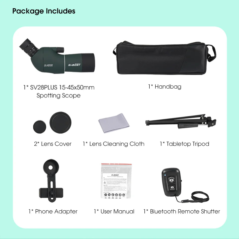 Svbony SV28 plus 50/60/70 Spotting Scope Zoom Telescope Powerful  Waterproof Long Range PORRO Prism For Shooting Equipment