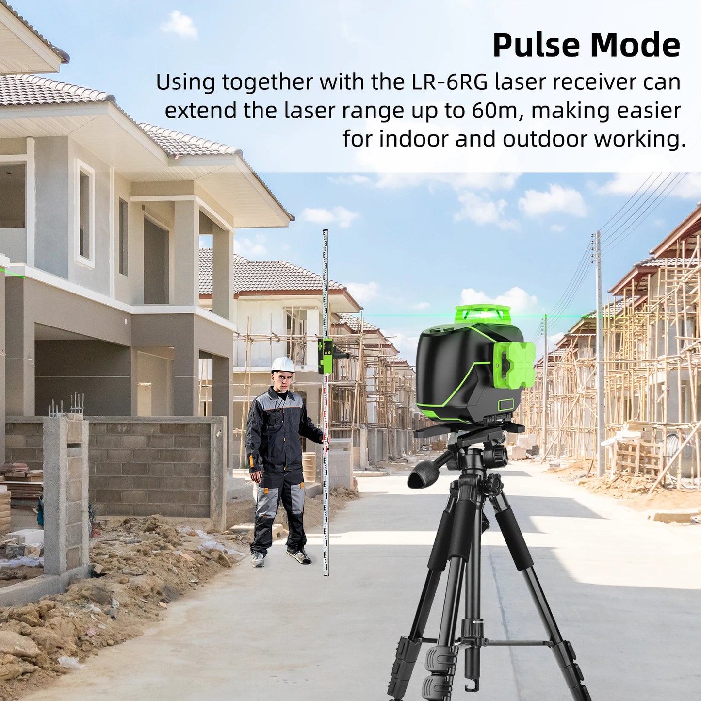 Huepar S04CG-LC 16 Lines Laser Level With Detector Tripod 4D Self Leveling Green Laser Leveling Tool