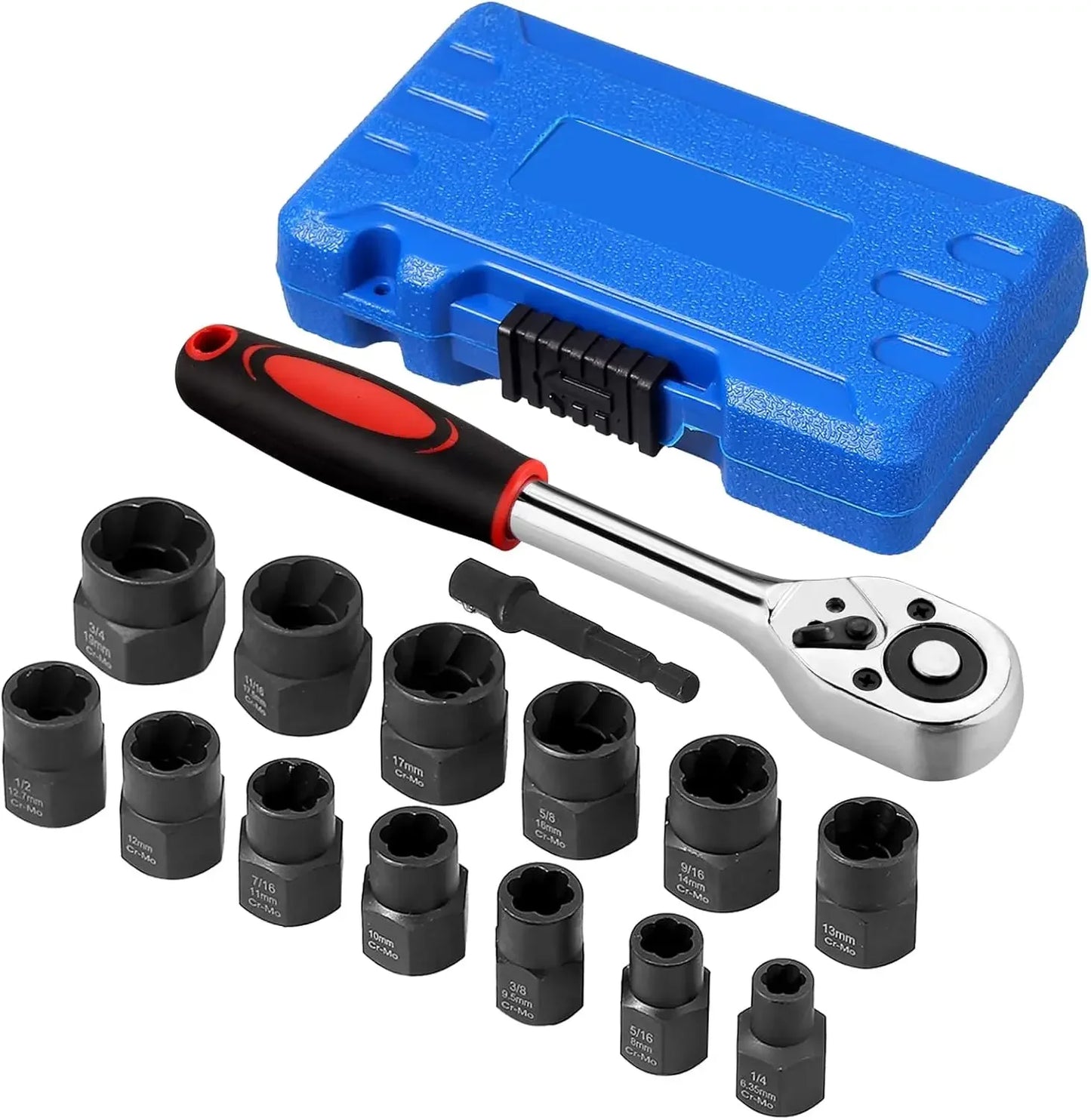 13 Piece Nut Extractor Socket Set With 3 8 Ratchet