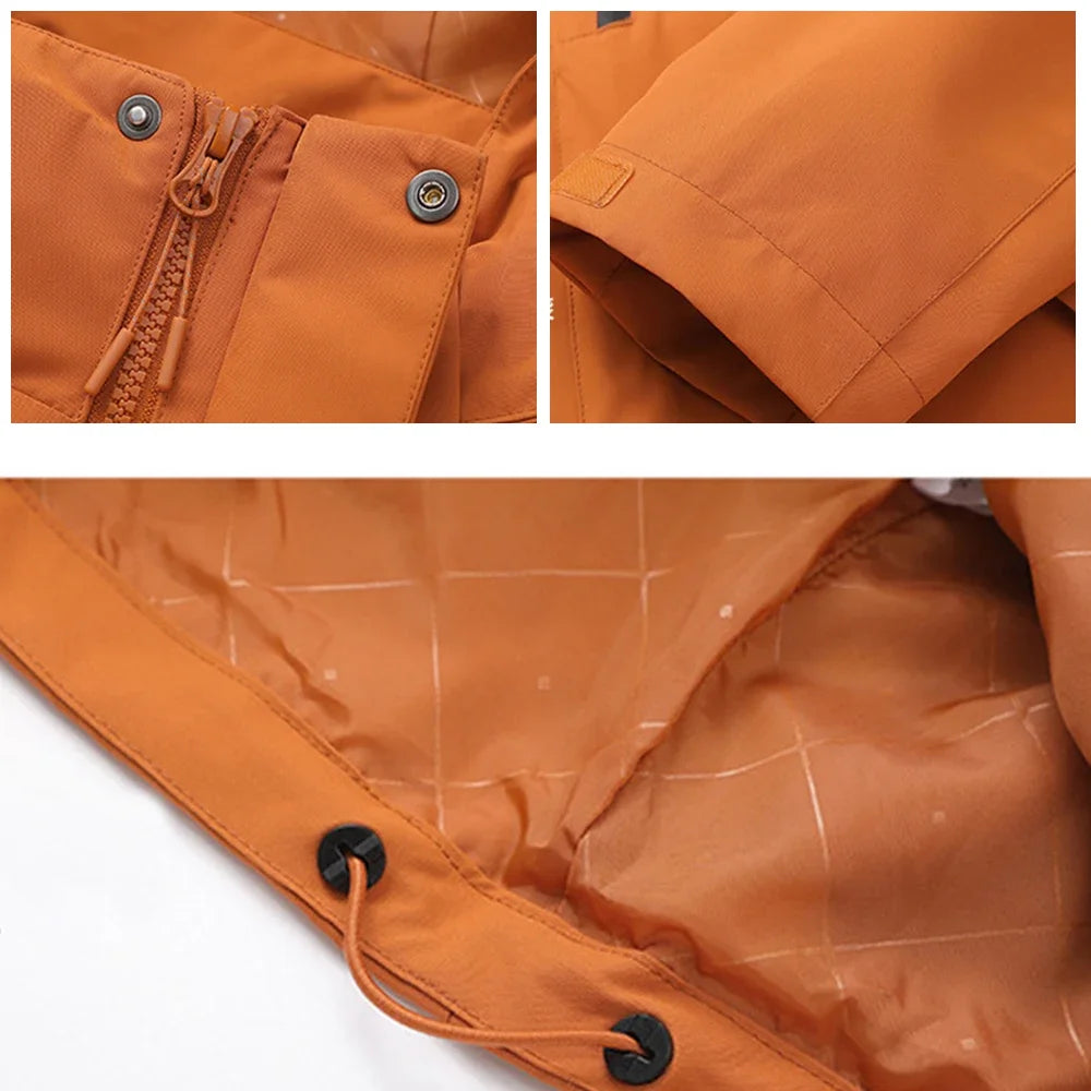 OhSunny Unisex Thermal Jackets Winter Plush Detachable Liner Camping Hiking 3 In 1 Soft Shell Coat Outdoor Windproof Waterproof
