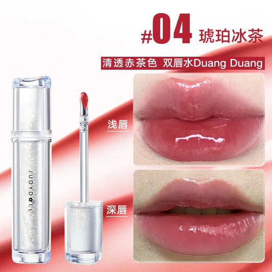 Judydoll Lip Glaze Mirror Shine Watery Lipstick Non Stick Cup Long Lasting Moisturizing Lip Tint Waterproof Makeup Cosmetics
