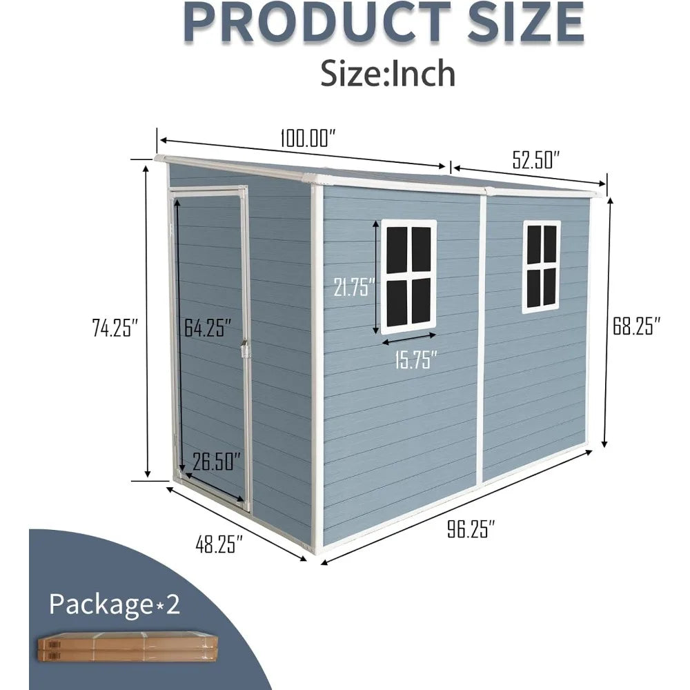 4x8 Foot Outdoor Resin Storage Shed All Weather With Floor Backyard