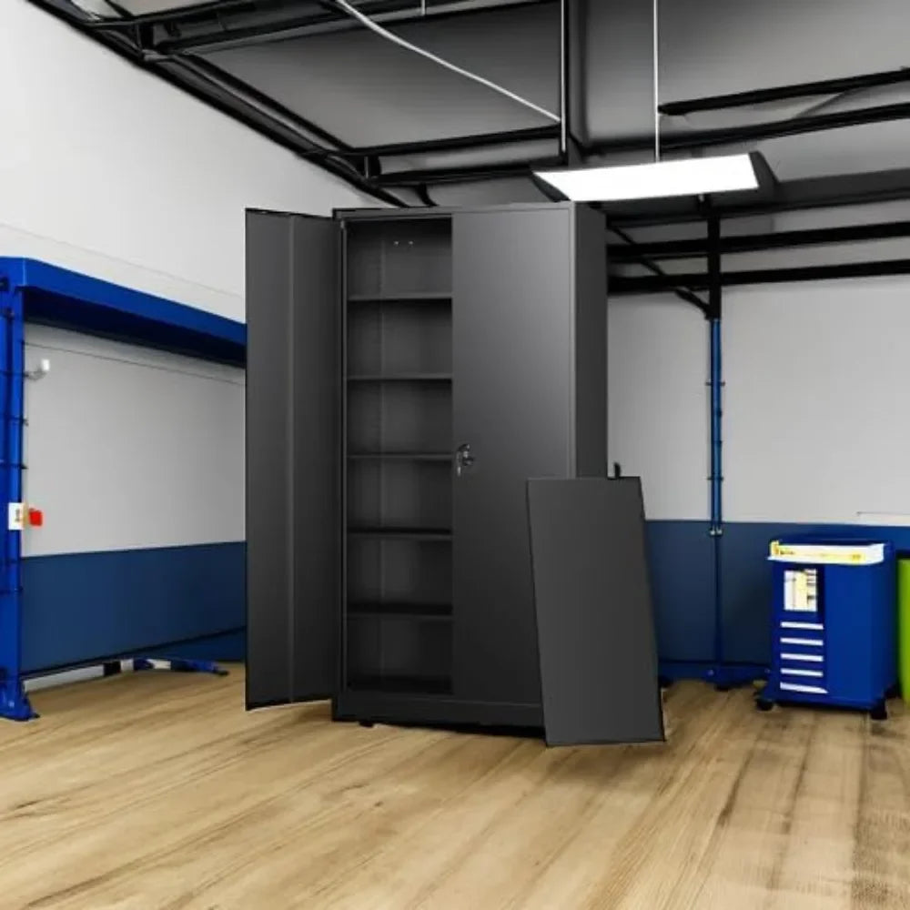 Metal Garage Storage Cabinet With Lock And Adjustable Shelves