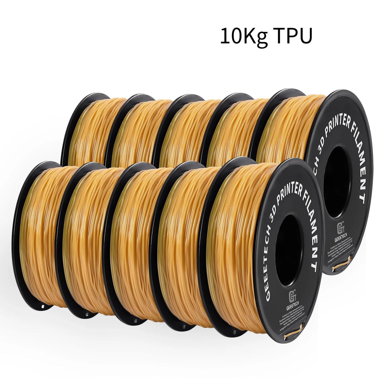 GEEETECH 10Kg TPU 3D Printer Filament 1kg 2.2LBS Spool 1.75mm Non-Toxic Vacuum Packaging Shore Hardness 95A