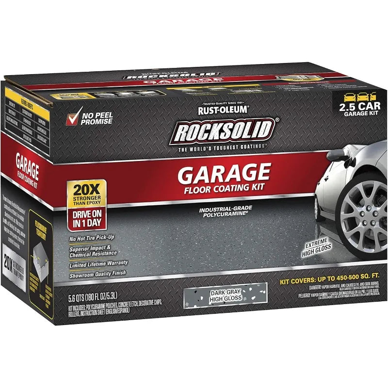 RockSolid Polycuramine 2.5 Car Garage Floor Coating Kit Dark Gray