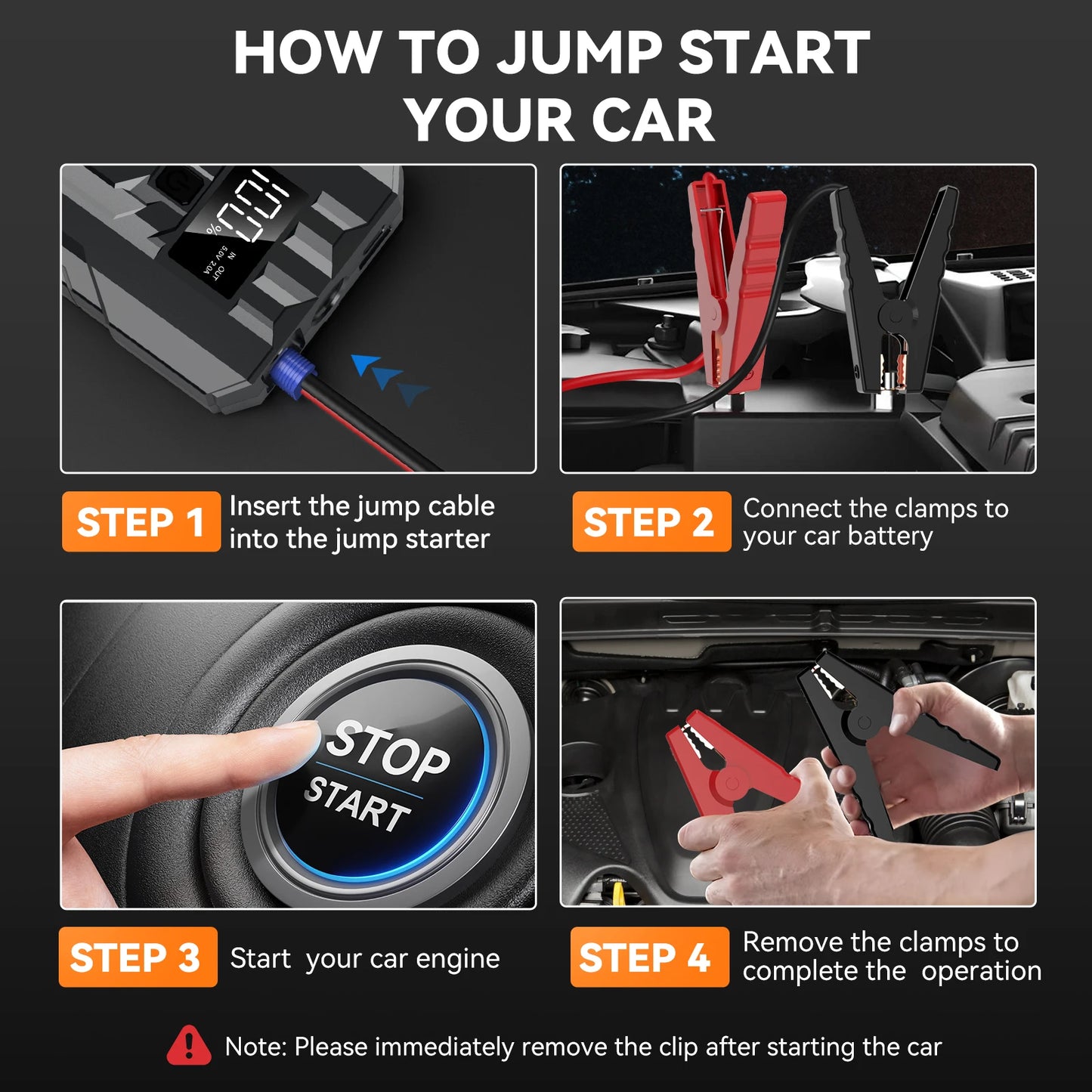 Biuble Car Jump Starter 3000A Peak 25000mAh 12V Auto Booster Battery Charger Jumper Box with Display