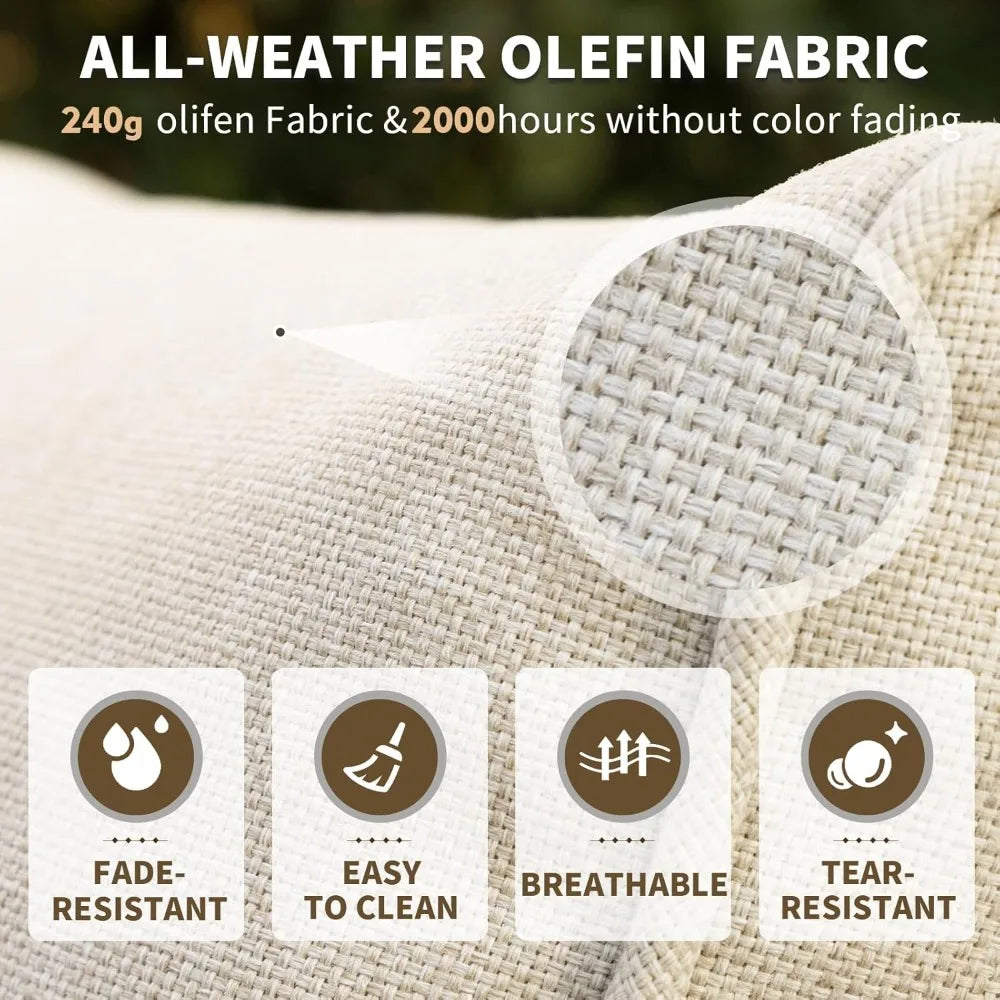 7 Piece PE Wicker Patio Set Outdoor Swivel Rocker Chairs