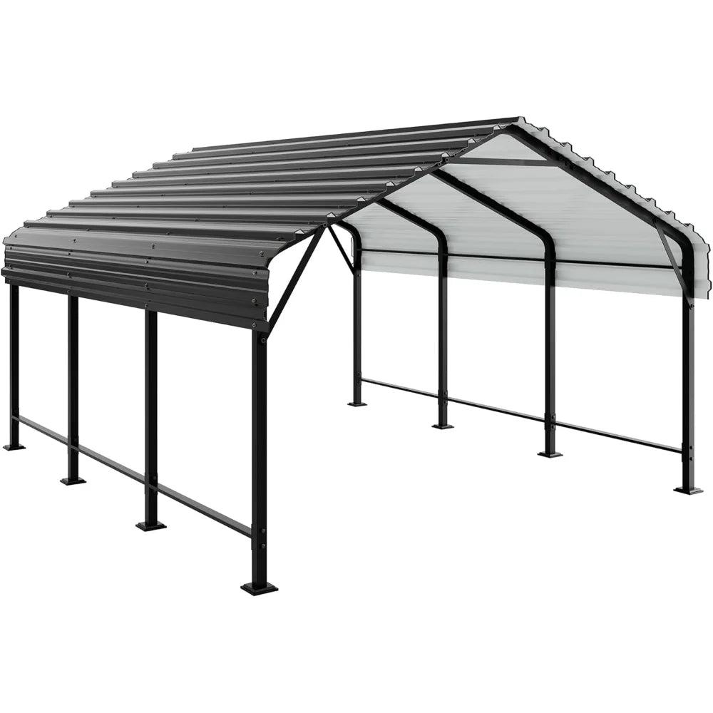 12X15 FT Heavy Duty Carport Canopy with Galvanized Steel Roof and Frame Extra Large Metal Garage