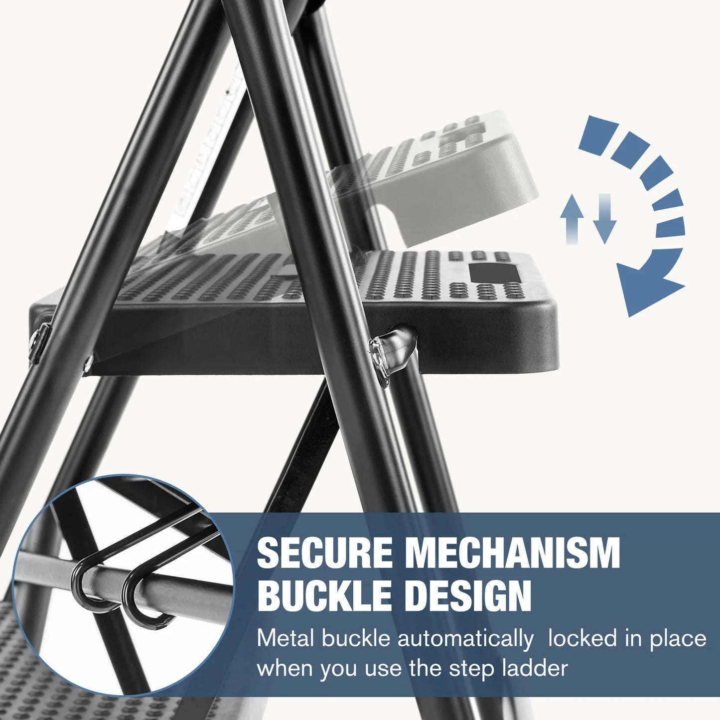 JHK Folding Step Ladder Stool With Anti Slip Pedal 800 Lbs