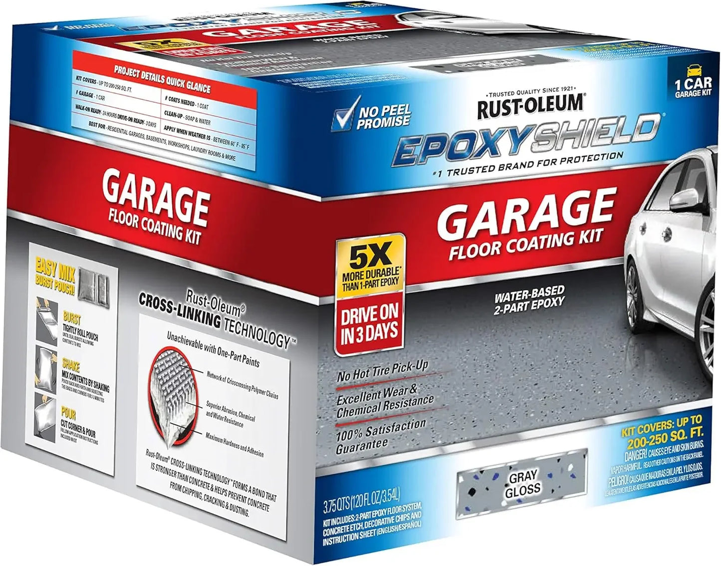 EpoxyShield 327081 Garage Floor Coating 1 Car Kit Dark Gray