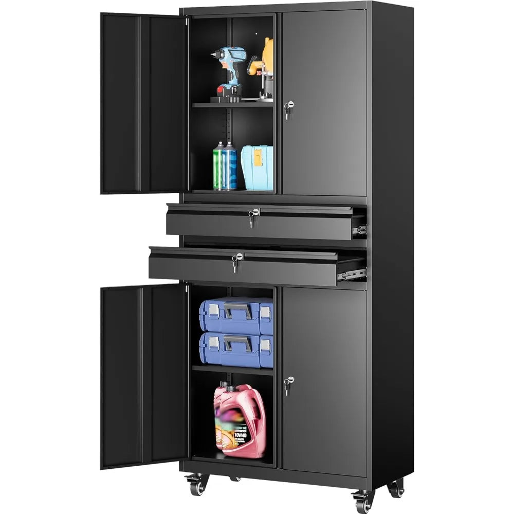 Metal Rolling Cabinet With Wheels Locking Doors And Shelves