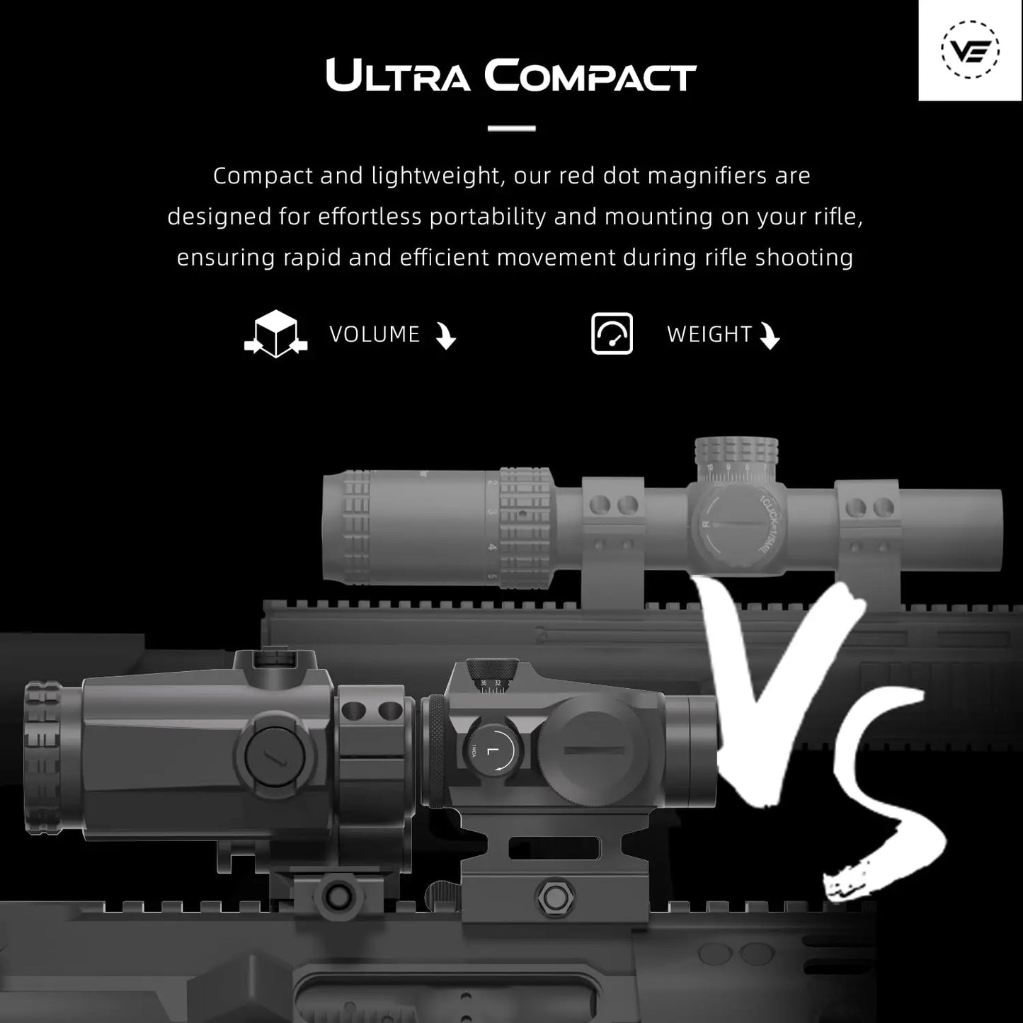 Vector Optics-Maverick-III 3x22 Magnifier with Rubber Armed, Long Eye Relief, Fit Maverick/Scrapper Red Dot Scope Sight, AR 15