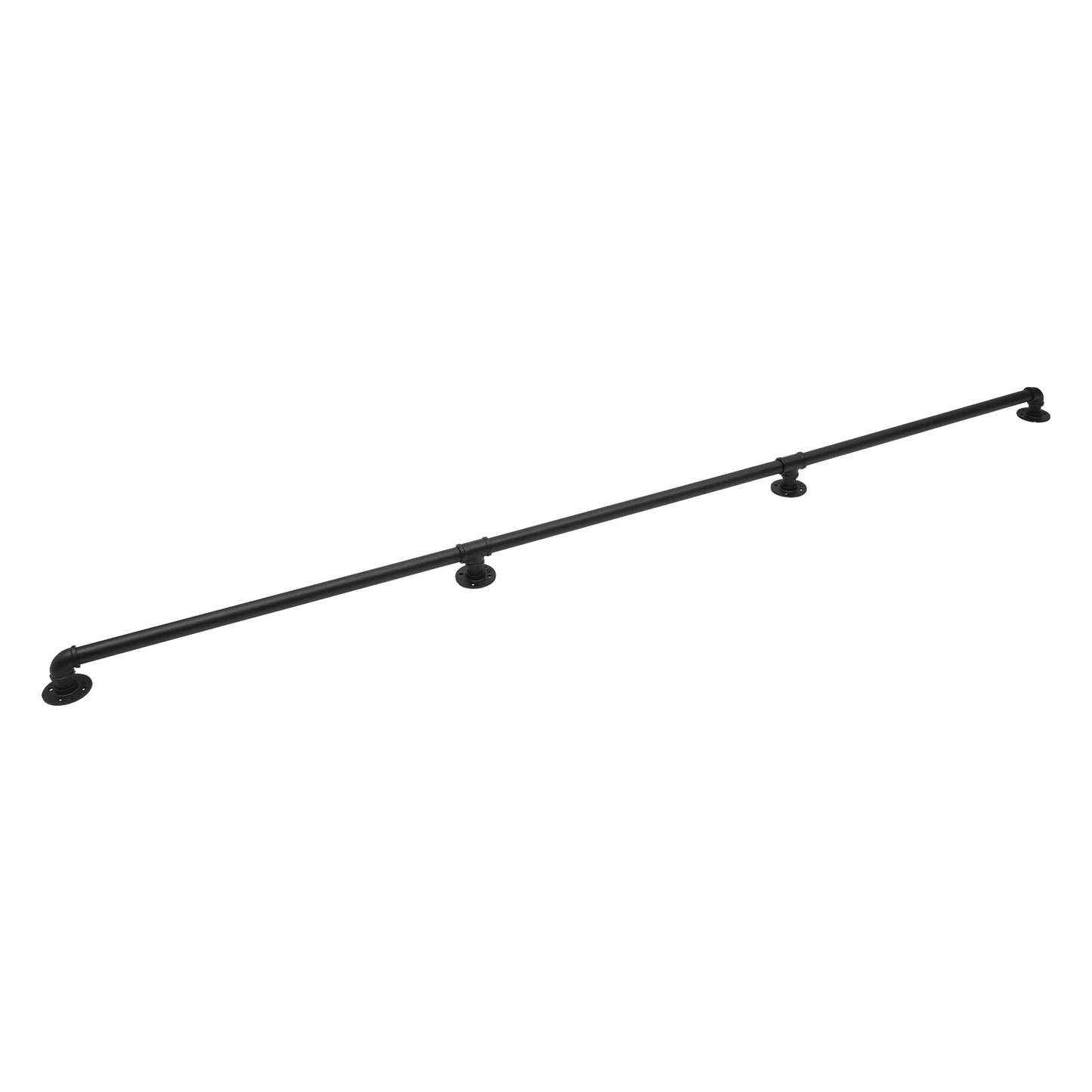 Industrial Style Metal Stair Handrail 3 Sections Easy Installation Rust Resistant Black Finish