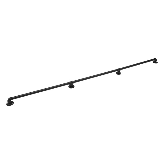 Industrial Style Metal Stair Handrail 3 Sections Easy Installation Rust Resistant Black Finish