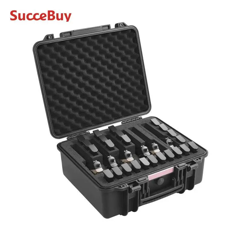 SucceBuy Hard Pistol Cases with Pre-Cut PU Foam Lining Waterproof Dustproof Lockable Gun Case for 1 to 6 Pistols