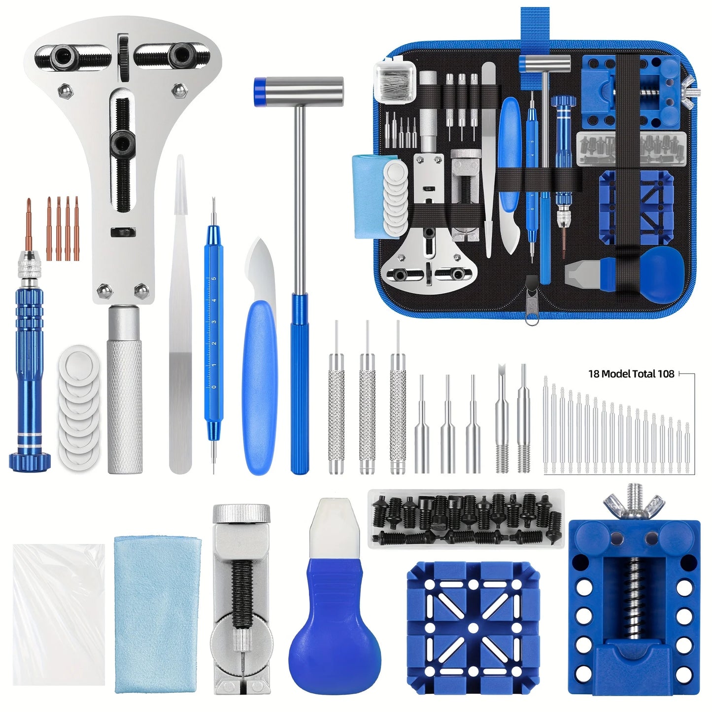 Watch Repair Kit Professional Watch Repair Tool Battery Replacement Tool Kit 224pcs Spring Bar Tool Set
