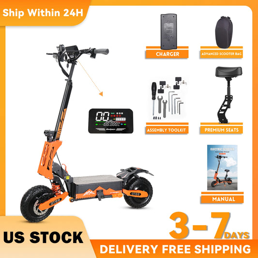 Arwibon 5600W Adult Electric Scooter Dual Motor Top Speed 46MPH 60V 27AH 11 Inch Off Road Tires Sport Folding eScooter with Seat