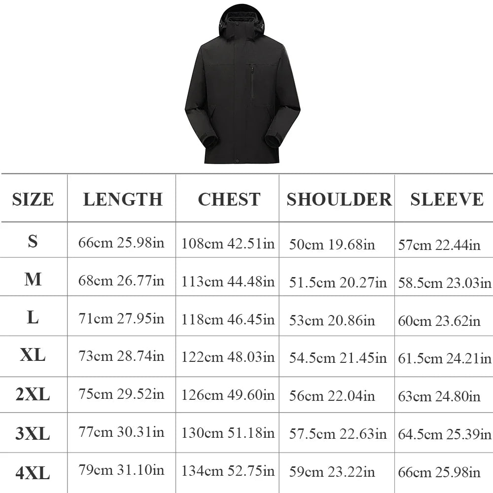 OhSunny Unisex Thermal Jackets Winter Plush Detachable Liner Camping Hiking 3 In 1 Soft Shell Coat Outdoor Windproof Waterproof