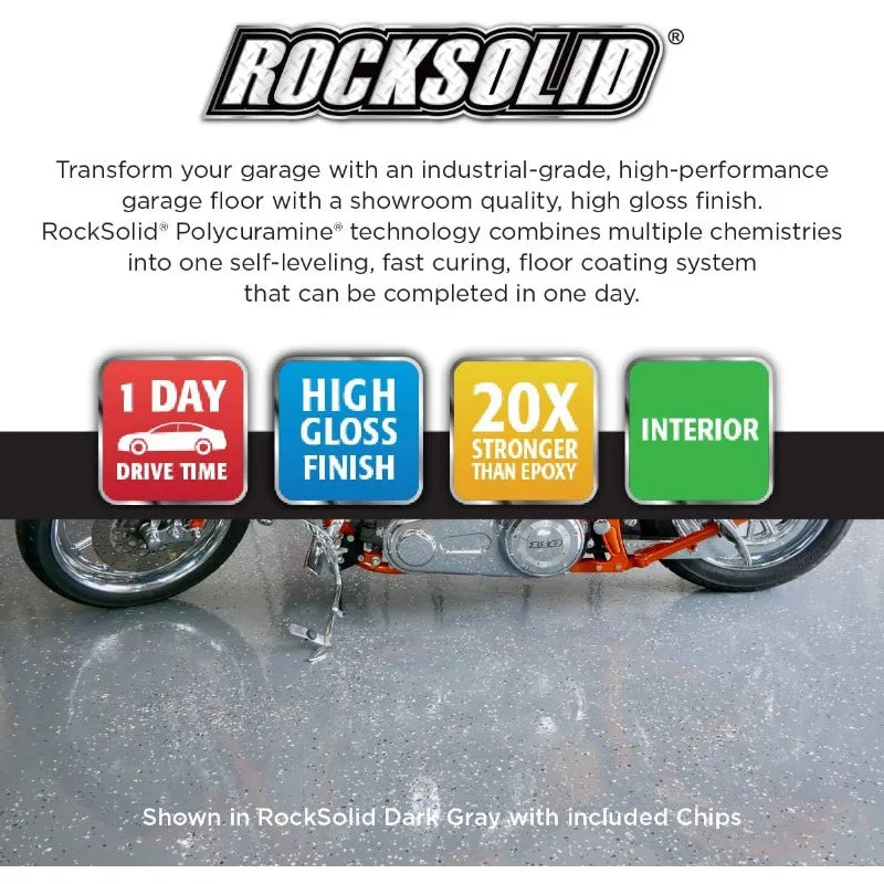RockSolid Polycuramine 2.5 Car Garage Floor Coating Kit Dark Gray