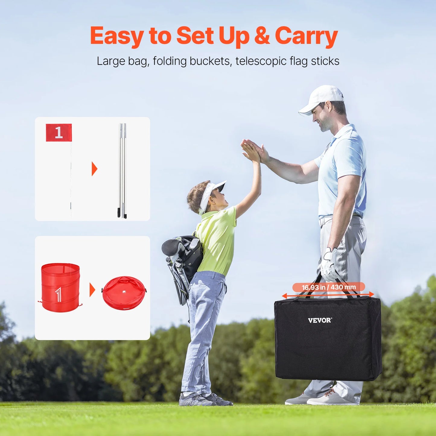SucceBuy 3 6 9 Hole Kids Backyard Golf Game Bucket Set