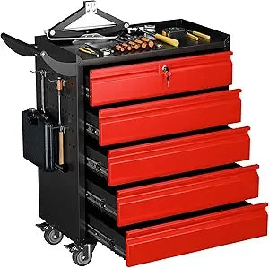 Metal Storage Cabinet With 2 Drawers Garage Tool On Wheels