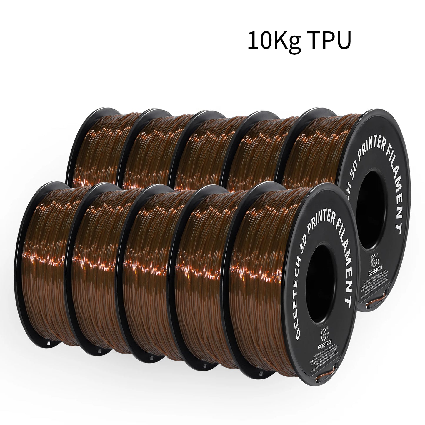 GEEETECH 10Kg TPU 3D Printer Filament 1kg 2.2LBS Spool 1.75mm Non-Toxic Vacuum Packaging Shore Hardness 95A