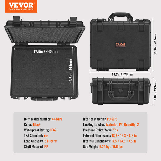 SucceBuy Hard Pistol Cases with Pre-Cut PU Foam Lining Waterproof Dustproof Lockable Gun Case for 1 to 6 Pistols