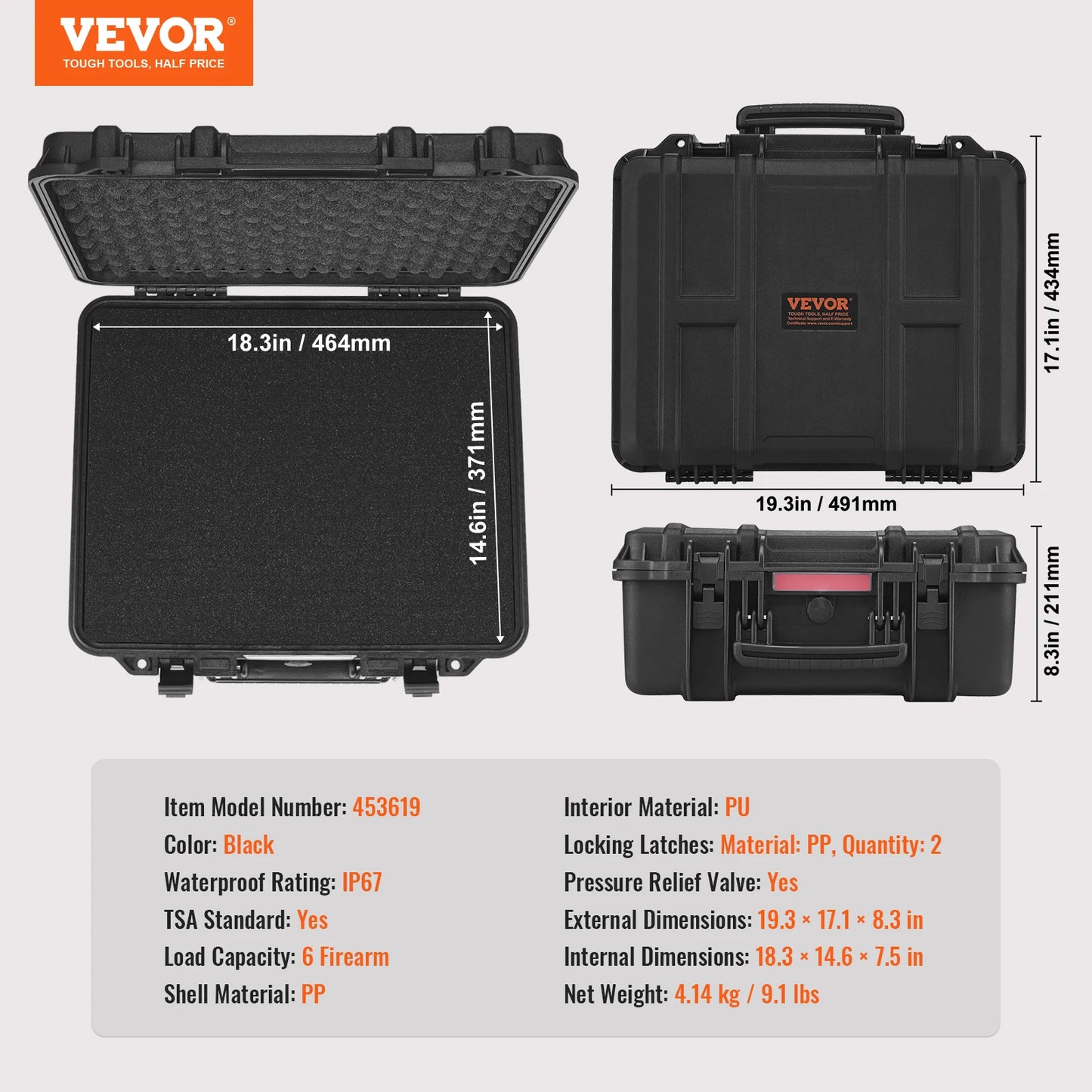 SucceBuy Hard Pistol Cases with Pre-Cut PU Foam Lining Waterproof Dustproof Lockable Gun Case for 1 to 6 Pistols