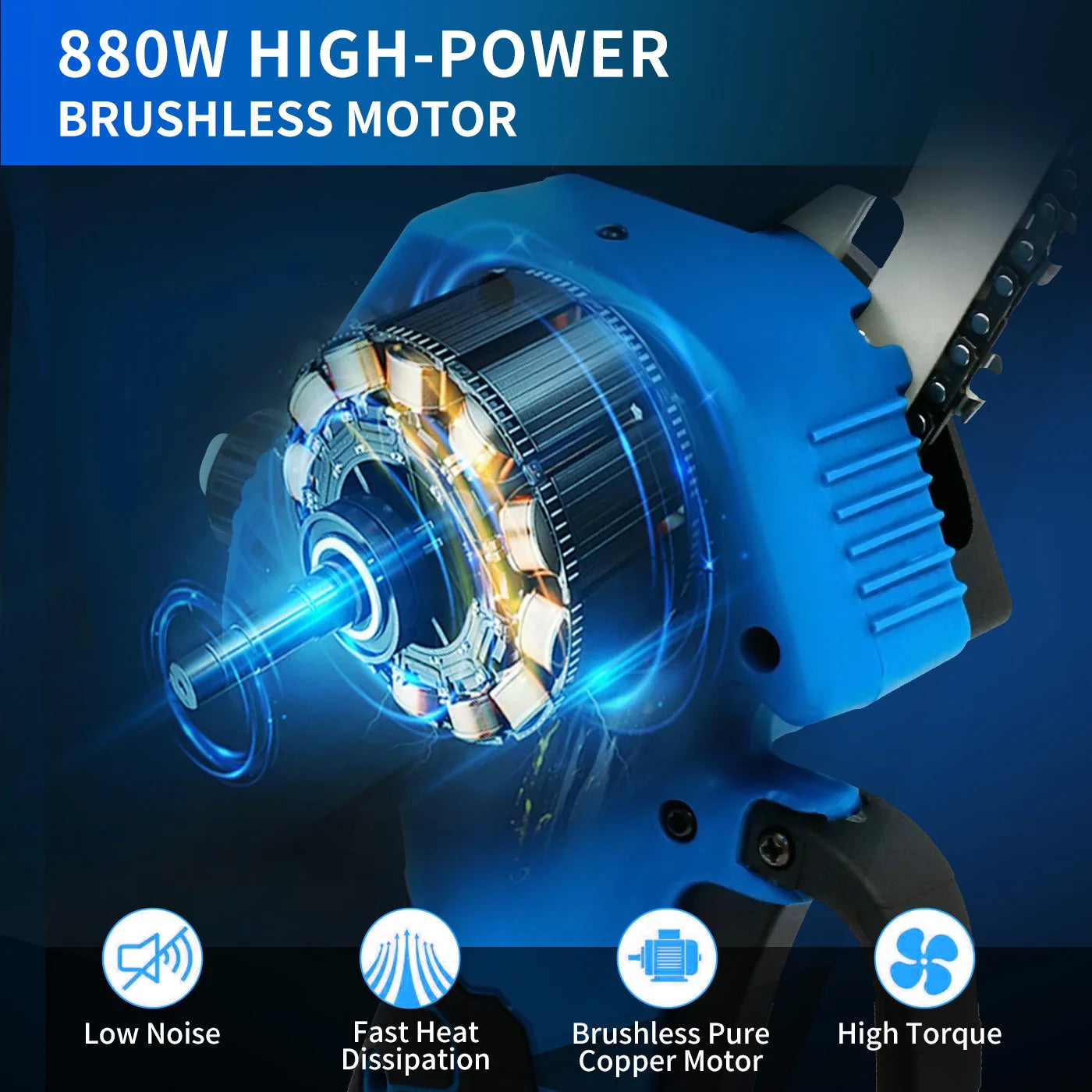 Handheld 8 Inch Cordless Chainsaw With 2 Batteries