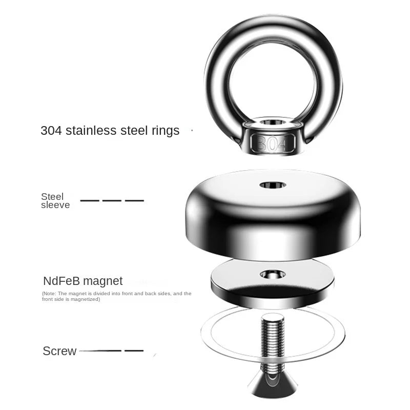 Fishing Magnet Neodymium 900 Lb Eyebolt 3.54 In Heavy Duty