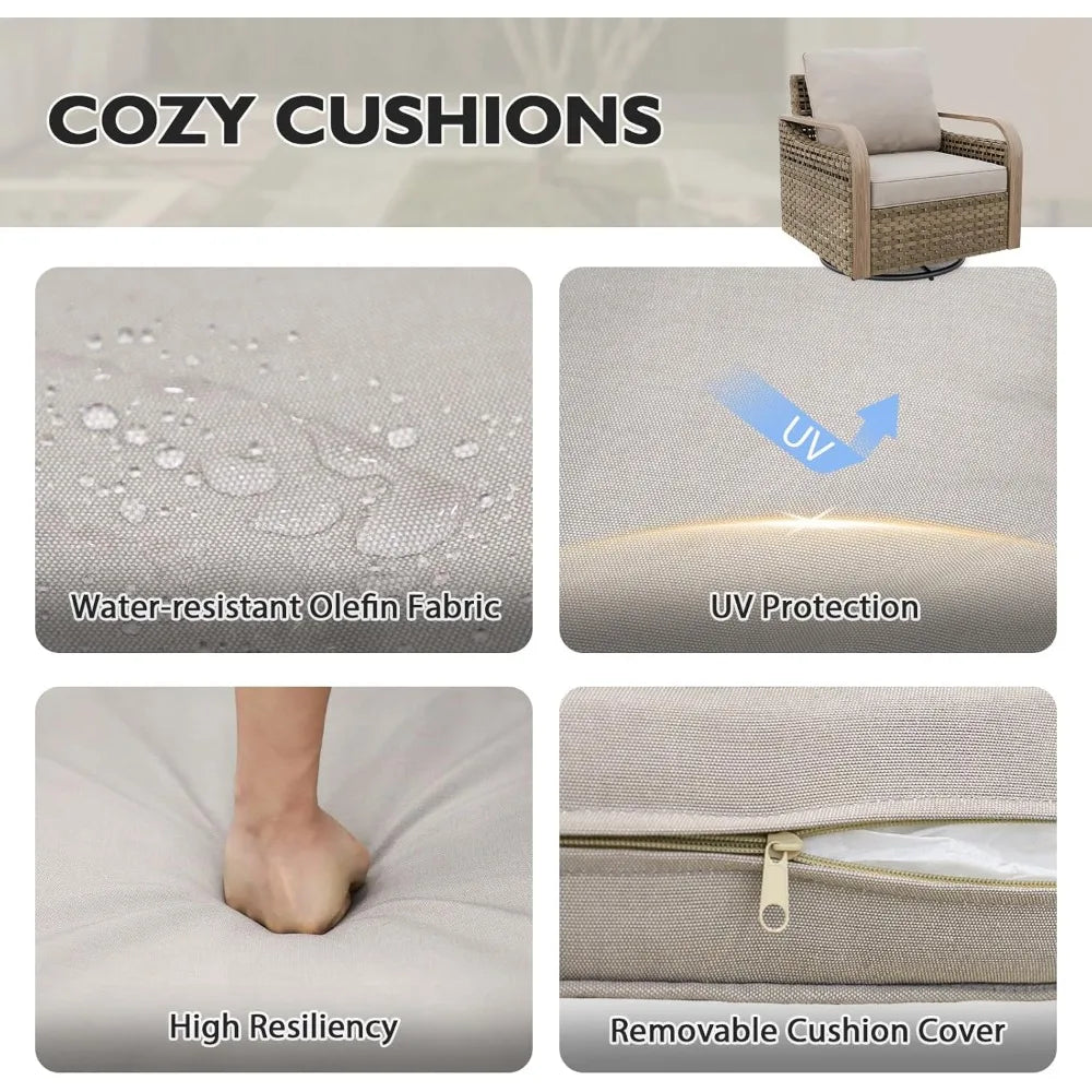 Modern Wicker Outdoor Glider Rocking Chair Swivel 2 Chairs