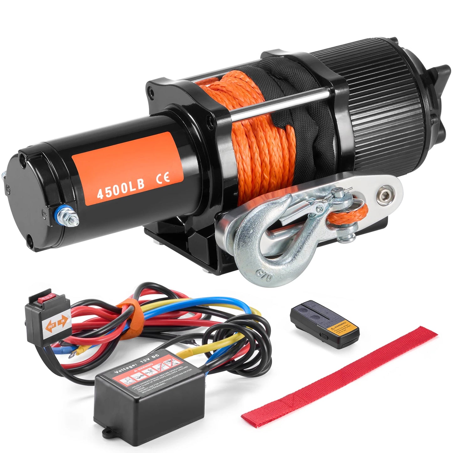 SucceBuy 4500lbs ATV UTV Electric Winch 12V with 39ft Synthetic Rope Wireless and Wired Remote Control IP55 Waterproof for Jeeps