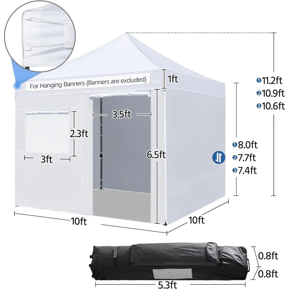 10x10 Pop Up Canopy Tent With Removable Sidewalls Waterproof
