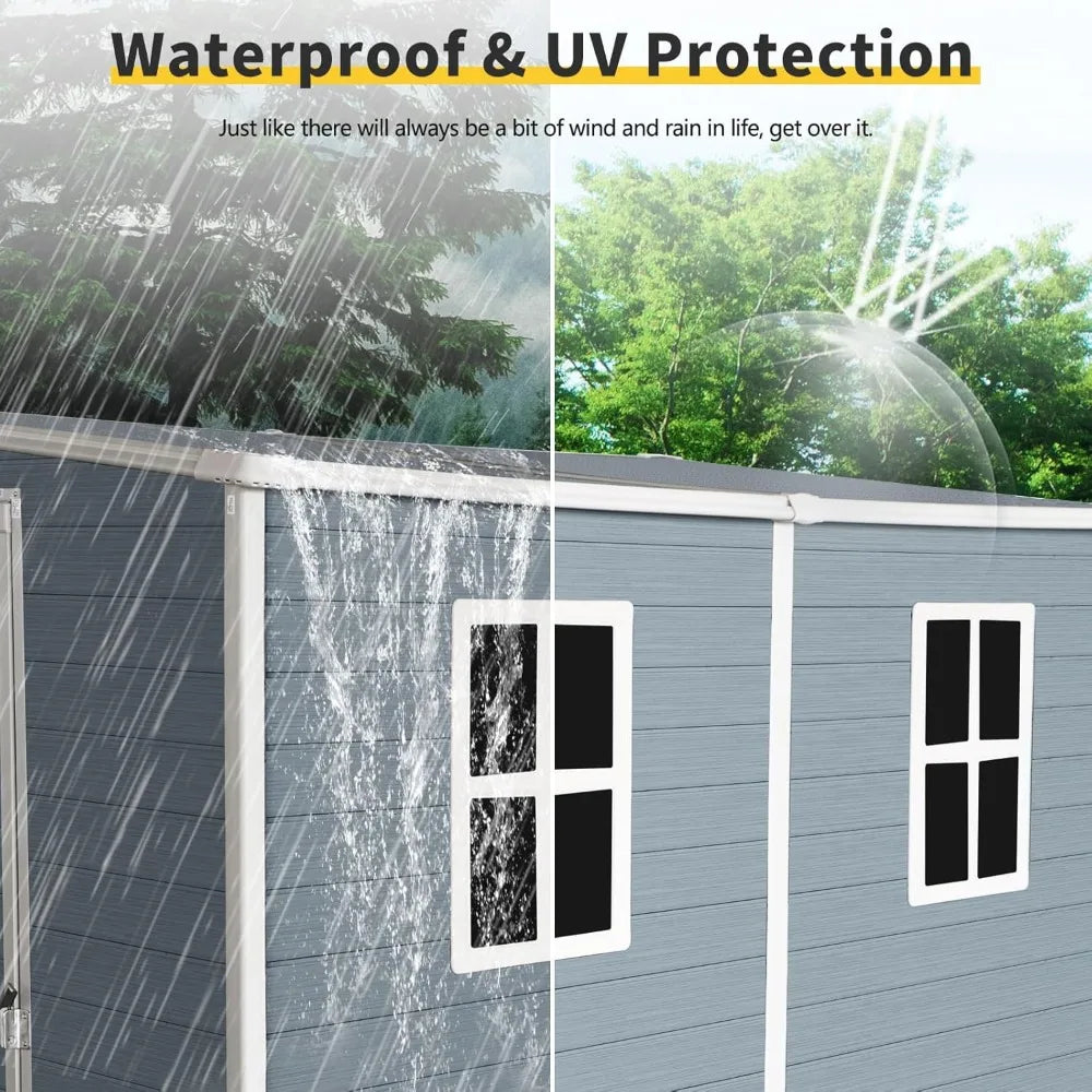 4x8 Foot Outdoor Resin Storage Shed All Weather With Floor Backyard