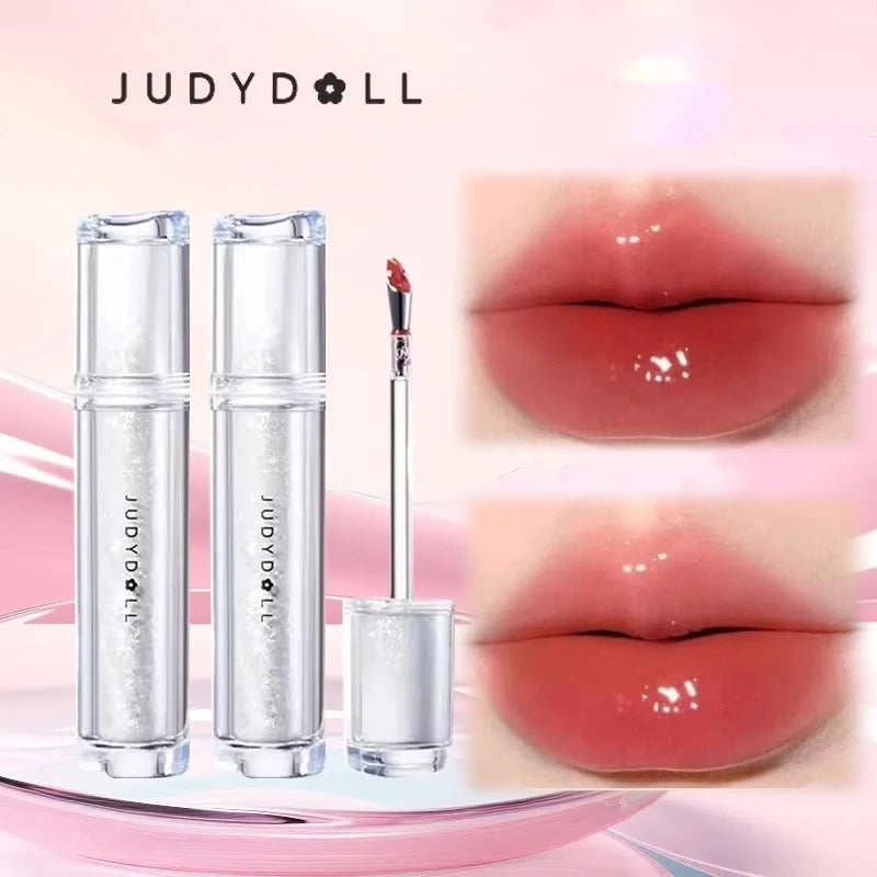 Judydoll Lip Glaze Mirror Shine Watery Lipstick Non Stick Cup Long Lasting Moisturizing Lip Tint Waterproof Makeup Cosmetics